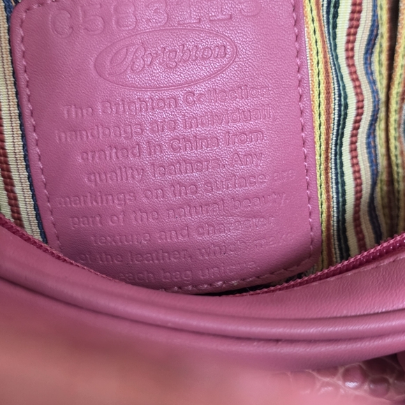 Brighton Pink Leather Barrel Bag with Croc Embossed Trim - Picture 10 of 10